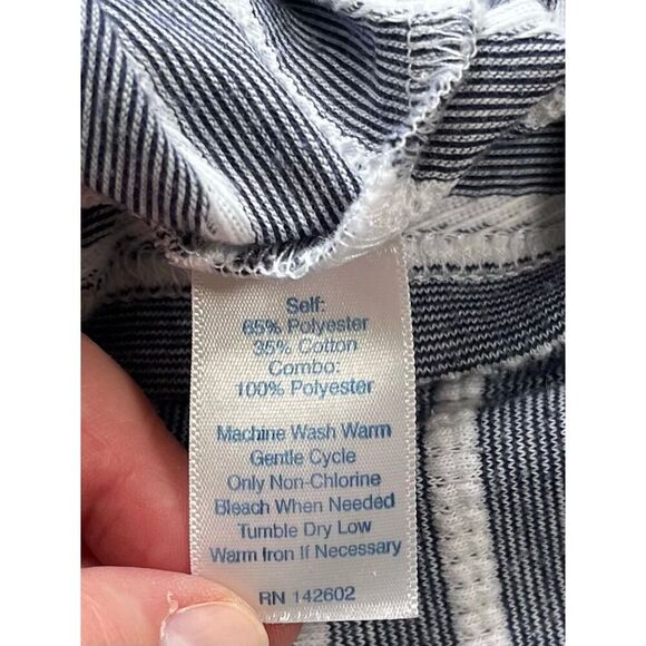 Sail To Sable Short Sleeve Cotton Knit Dress Blue w Rope Like Stripes Size Small - Picture 8 of 8